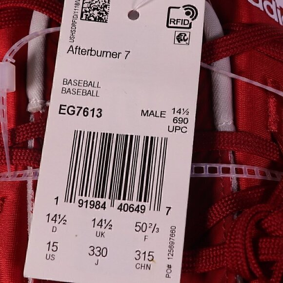 Adidas Adizero Afterburner 7 EG7613 Red Metal Baseball Cleats Men's Size 15 NWT - Picture 5 of 6